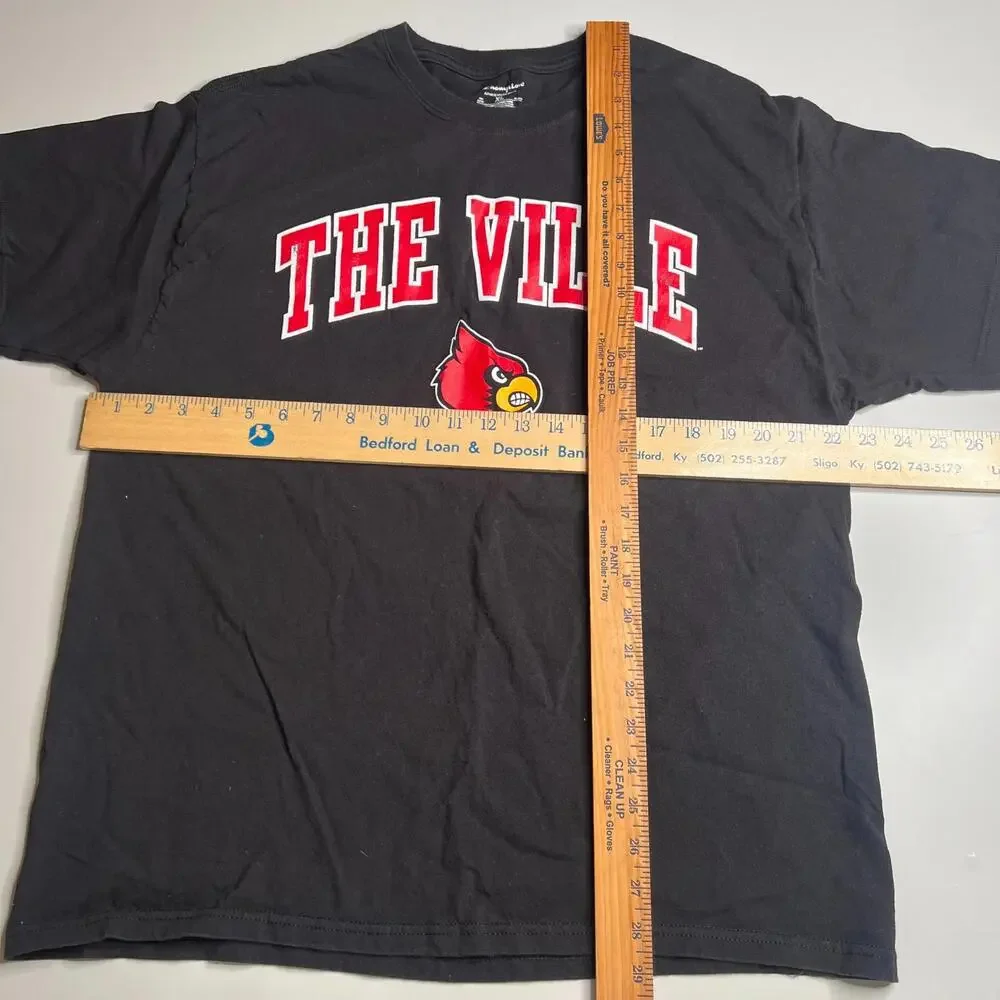 Champion Louisville Cardinals “The Ville” Black Graphic T-Shirt XL 100% Cotton - Picture 2 of 4